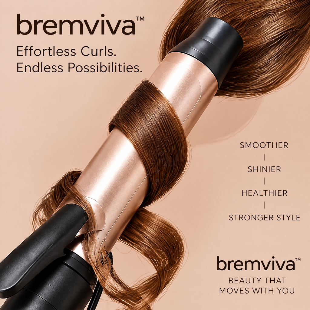 bremviva™ 1-Inch Ceramic-Coated Curling Iron, Digital Temperature Settings with Clamp & Swivel Cord
