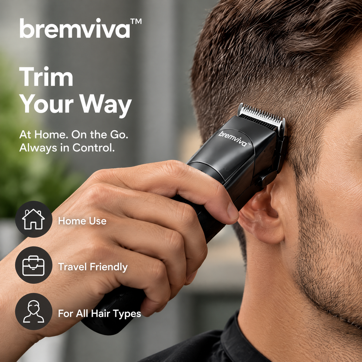 bremviva™ Cordless Hair Clipper Kit, Rechargeable Grooming Tool with USB-C Charging & 6 Guide Combs